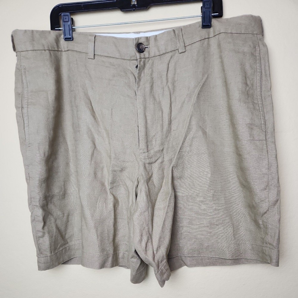 Men's Brooks Brothers Beige 100% Linen‎ Flat Front Chino Shorts W40